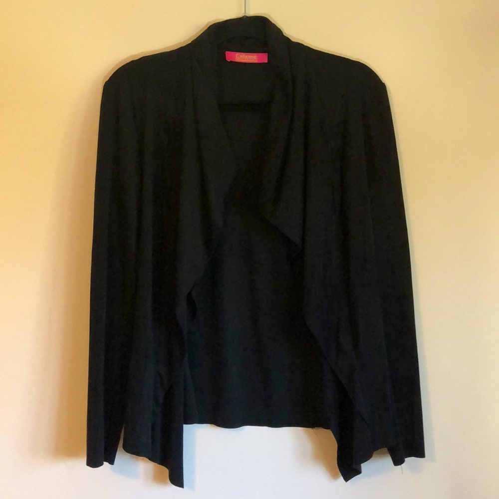 Black suede open front jacket